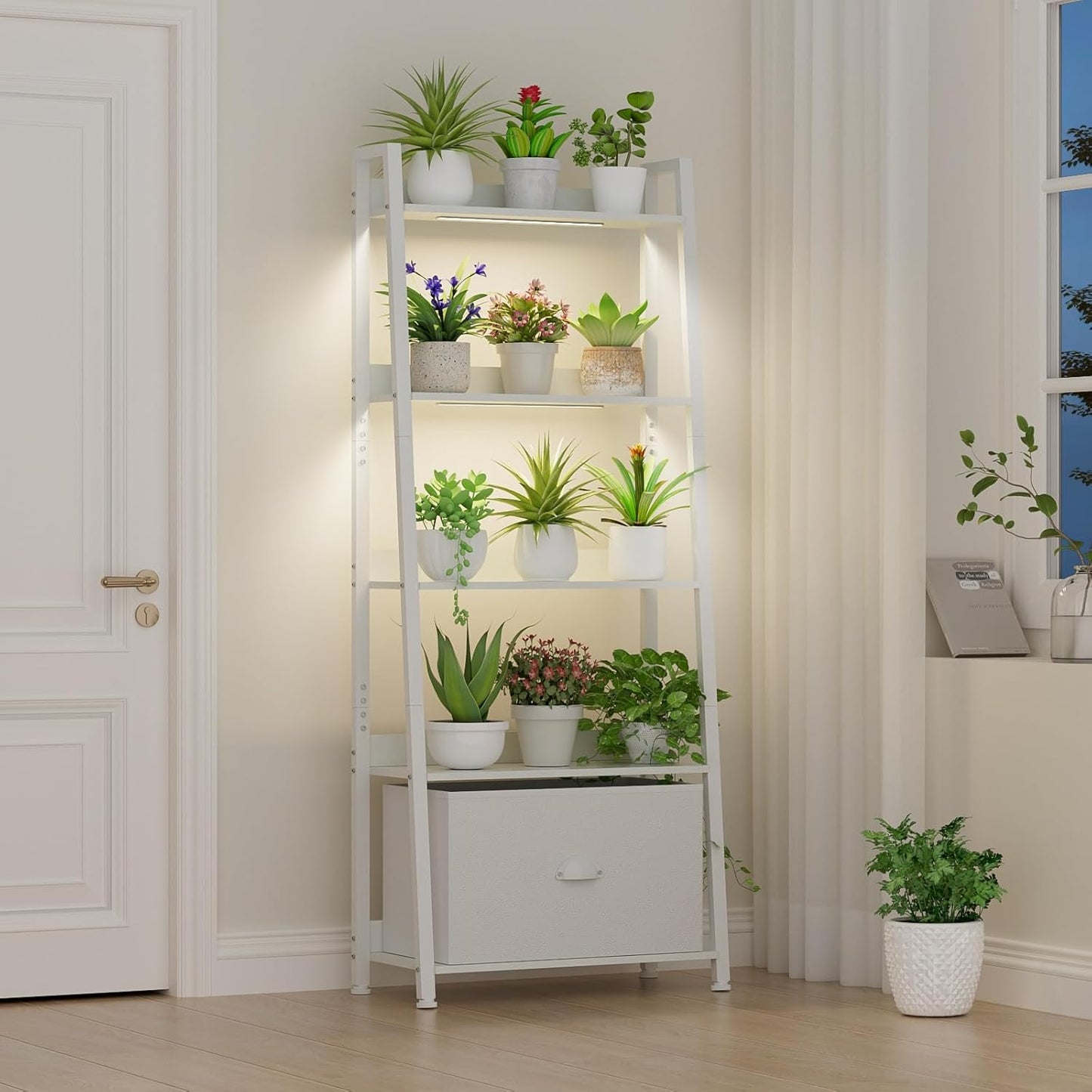 Extra Wide Plant Stand Indoor with Grow Lights, 5 Tiered Heavy Duty Large Plant Shelf, 63" Tall Metal Plant Rack for Multple Plants, Storage Shelves with Steel Frame, Corner Flower Pot Holder for Home
