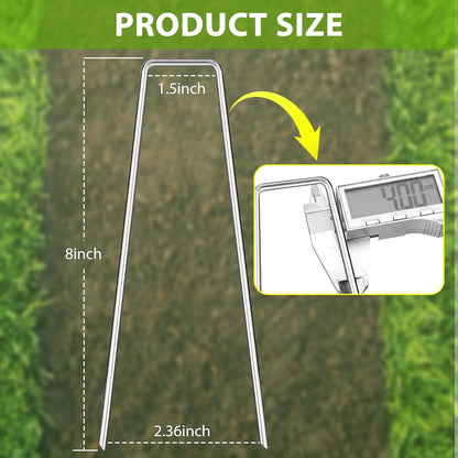 Landscape Staples 8 Inch, 100 Pack 8 Gauge Galvanized Garden Staples U-Shaped Landscape Stakes, Heavy Duty Ground Stakes for Outdoor Decorations, Weed Barrier Fabric, Irigation Tubing, Tent
