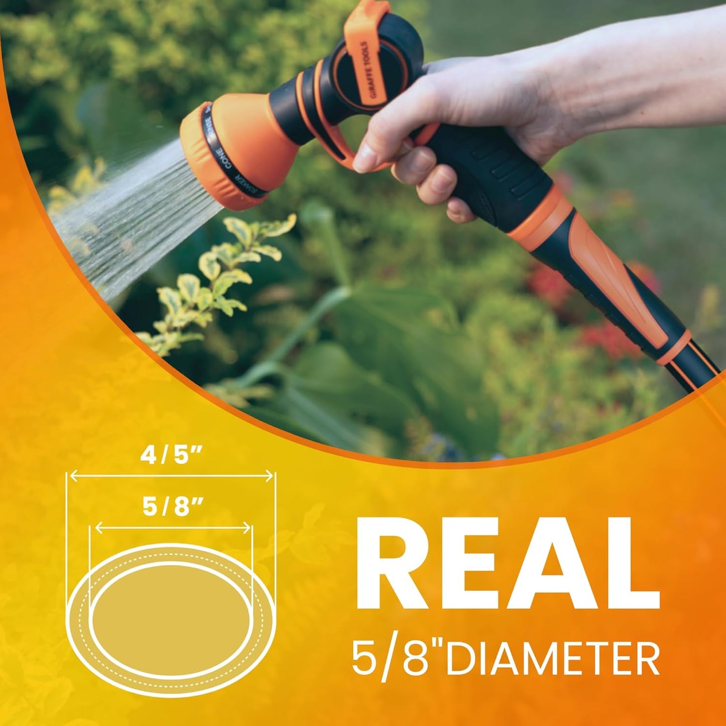 Giraffe Tools Garden Leader Hose 10ft x 5/8", Short Water Hose Heavy Duty, Flexible, Lightweight Hybrid Hose with Swivel Handle, Double Female Fittings, Burst 600 PSI