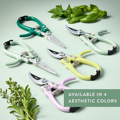 Modern Sprout Pruning Shears - Herb Snipping Scissors- Lightweight Gardening Tools W/Easy Lock - Flower Cutter Garden Shears - Carbon Steel Blade + Plastic-Free Reusable Holster (Multicolor, 4 Pcs)