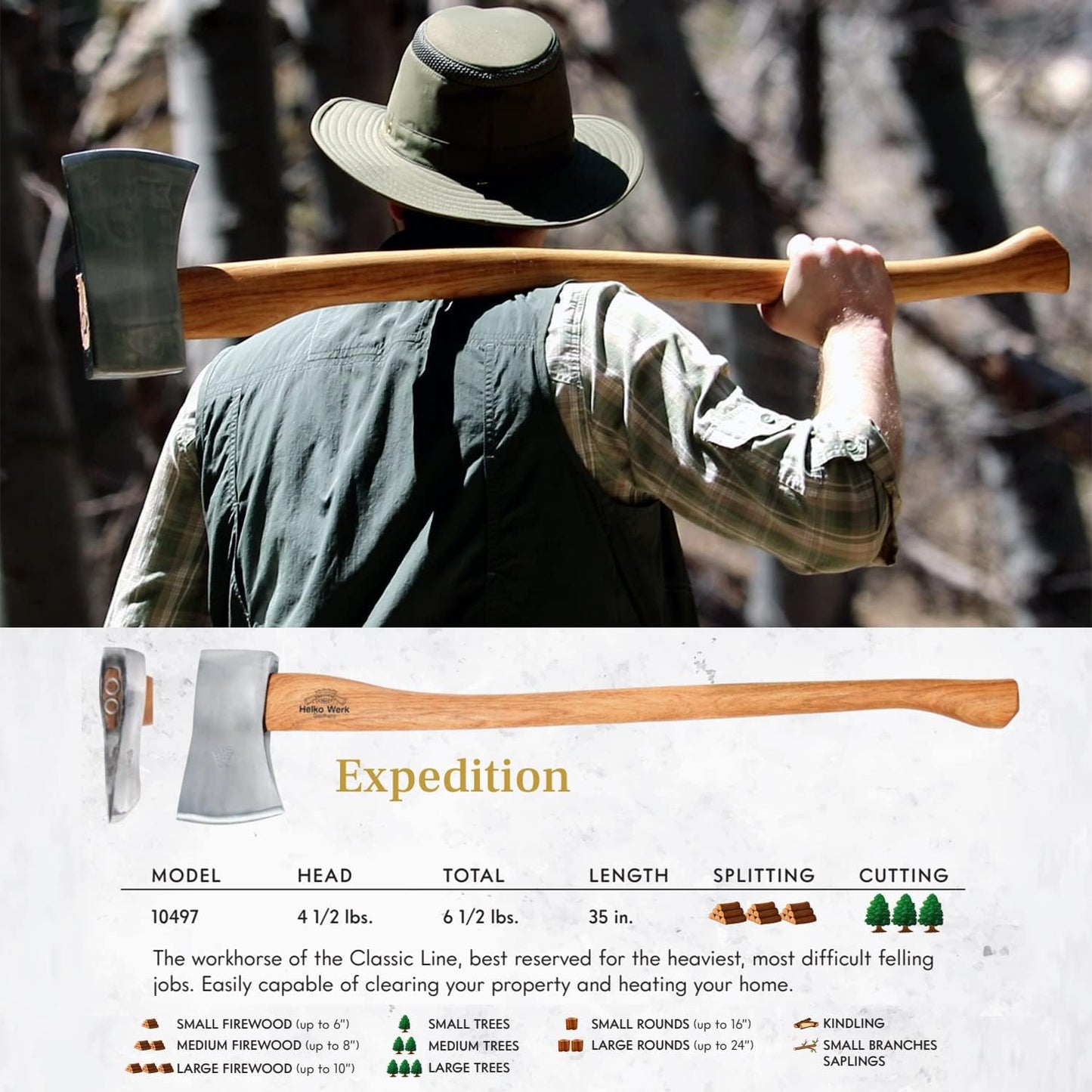 1844 Helko Werk Germany Axe Collection - 5 Classic Axes Set - Expedition, Forester, Scout, Journeyman, Pathfinder Hatchet