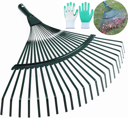 Landscape Rake,Rake Head Replacement Rakes for Lawns,Garden Rakes Head Replacements 22 Teeth Steel Fan Leaf for Lawn Yard Flowers Beds Farm Gardening,with Gloves (16.54 X 15.75 in)