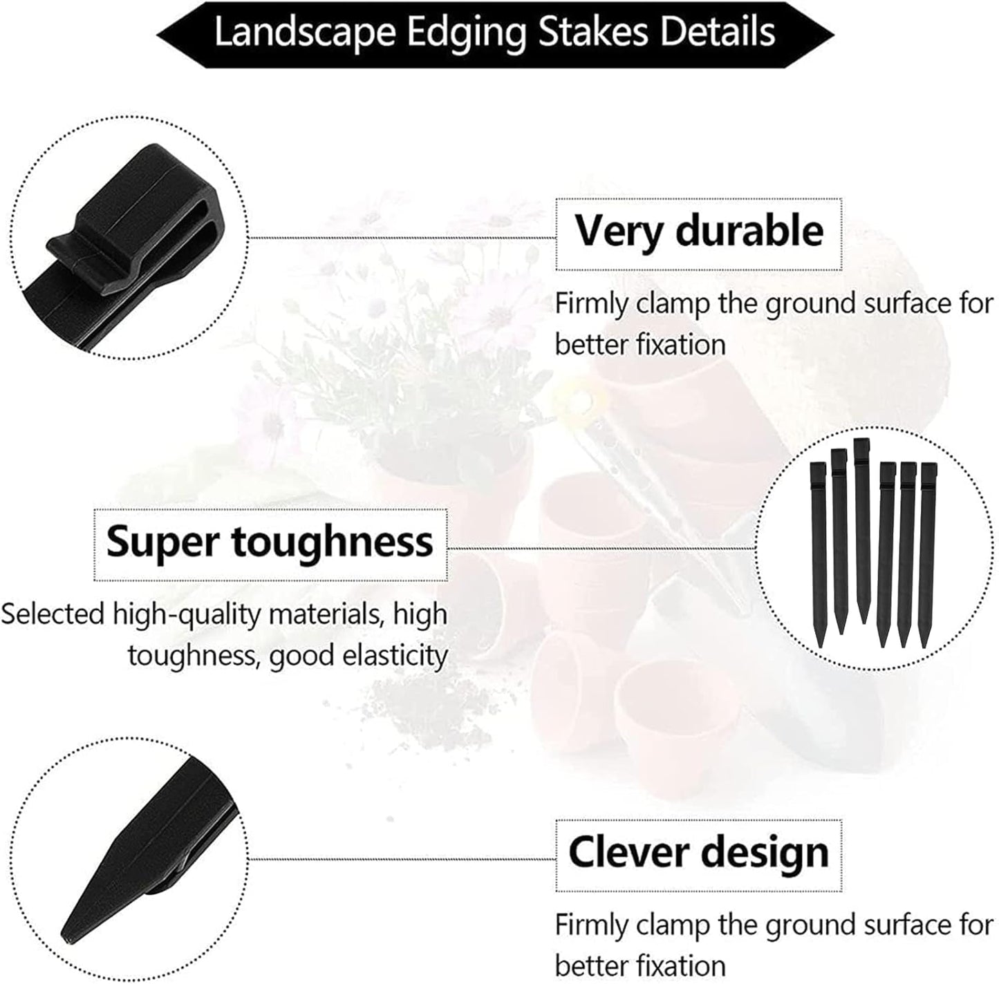 100 PCS Plastic Landscape Stakes, 10Inch Plant Support Lawn Stake Heavy Duty for Landscaping and Garden
