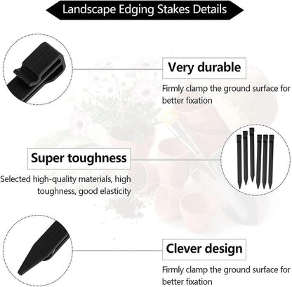 30 PCS Plastic Landscape Stakes, 10Inch Plant Support Lawn Stake Heavy Duty for Landscaping and Garden
