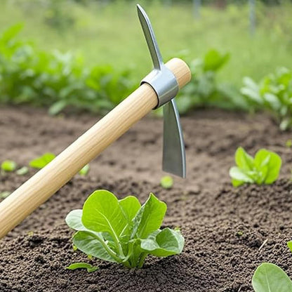 2 Pack 16 Inch Garden Pick Axe, Stainless Steel Hoe with Hardwood Handle, Pick Mattock Hoe, Mattock Cutter for Weeding, Digging, Landscaping, Loosening Soil