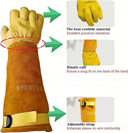 Gardening Gloves for Women/Men,Rose Pruning Long Leather Garden Gloves Thorn Proof