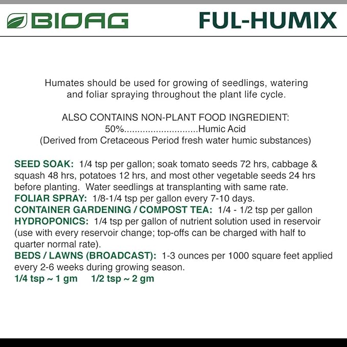 Ful-Humix Organic Humic Acid Soil Dry Amendment, Increases Yield, Nutrient Uptake for All Plants, Lawn (300 Grams)
