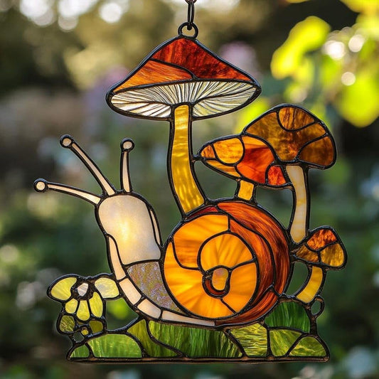 Boho Mushroom Snail Acrylic Suncatcher Stained Glass Effect Window Car Hanging Christmas Ornament