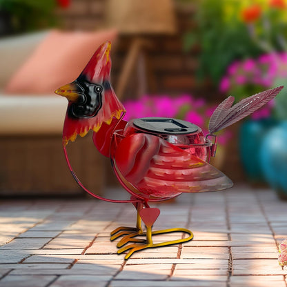 HONGLAND Solar Cardinal Statue Light, Animal LED Lights Outdoor, Solar Power Figurine Waterproof Metal Cardinal Yard Art for Pathway Patio Backyard Decoration Lawn Ornaments