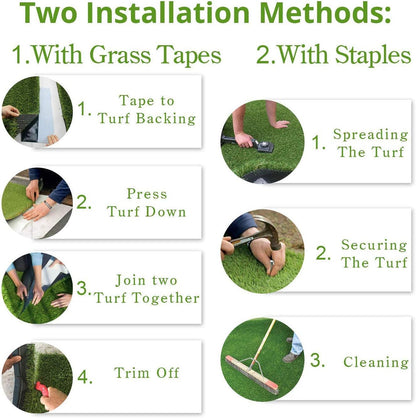 Artificial Grass Turf 9FTX14FT, 1.38" Pile Height Realistic Synthetic Grass, Indoor Outdoor Pet Faux Grass Astro Rug Carpet for Garden Backyard Patio Balcony