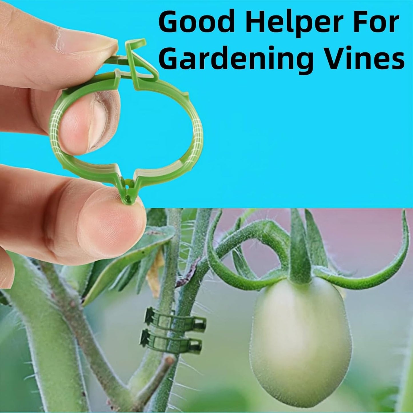 100Pcs Secured Plant Clips - Reusable Plastic Trellis Support for Tomato, Vine, Climbing Plants | Garden Clips for Vegetables & Outdoor Plants