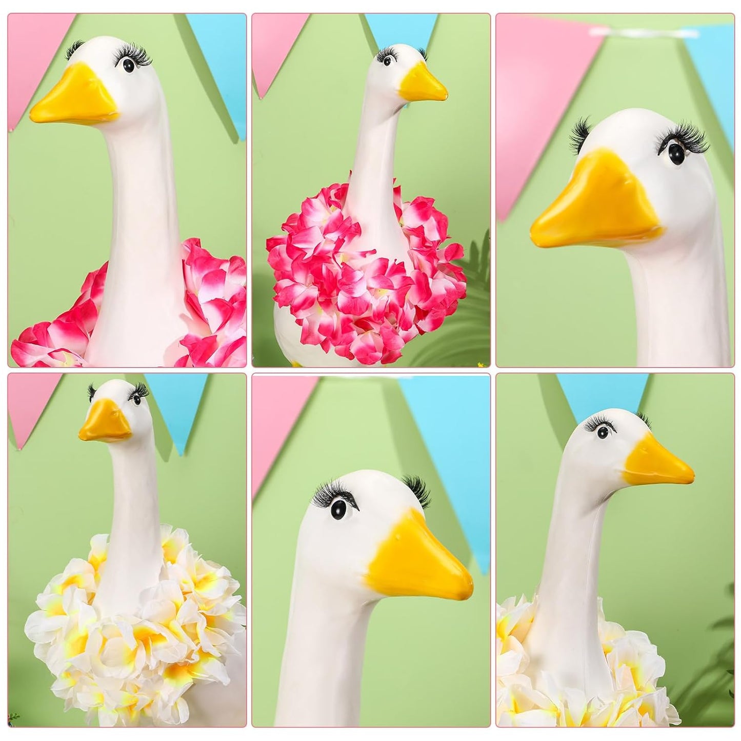 Geelin 7 Pcs Porch Goose Outfit Eyelash for 23/17'' Plastic Lawn Goose Statue Mink Fake Lashes End 3D Salon Eyelashes Reusable for Lawn Patio Art Decoration (Black)