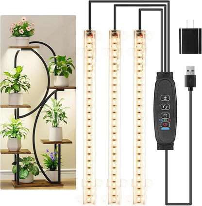 LED Grow Light Strips, Grow Lamps for Indoor Plants Full Spectrum 3000K, 72 LEDs Plant Light with 3/9/12H Timer, 10 Dimmable Levels for Seedling Succulent, 3 Head 7.8 Inches