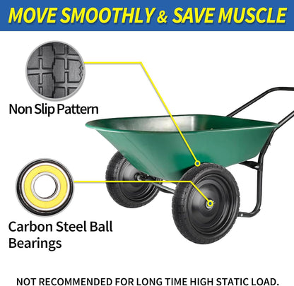 13" Flat-free Solid Tire and Wheel, with 5/8" Axle Bore Hole, 2.2" Offset Hub, Replacement 4.00-6 Wheelbarrow tire, Compatible with Garden Wagon Trolley Dolly, 2 Pack