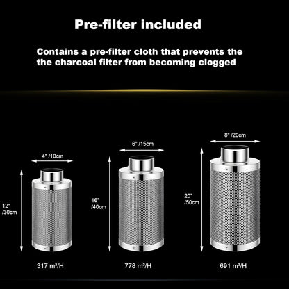 SunStream 4 Inch Grow Tent Ventilation Kit, 190 CFM Inline Fan, Carbon Filter, 25ft Ducting Compatible with 2x2/3x3 Grow Tents for Indoor Gardening, Hydroponics