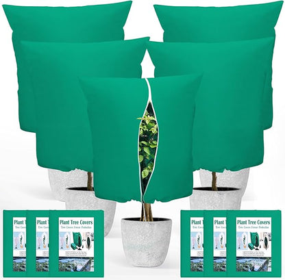 6PCS Plant Covers Freeze Protection 2.82oz Thicker Winter Frost Cloth Plant Protection Jacket Cover Bags Frost Blankets with Zipper Drawstring for Outdoor Plants Fruit Tree Potted, 48"W x 72"H