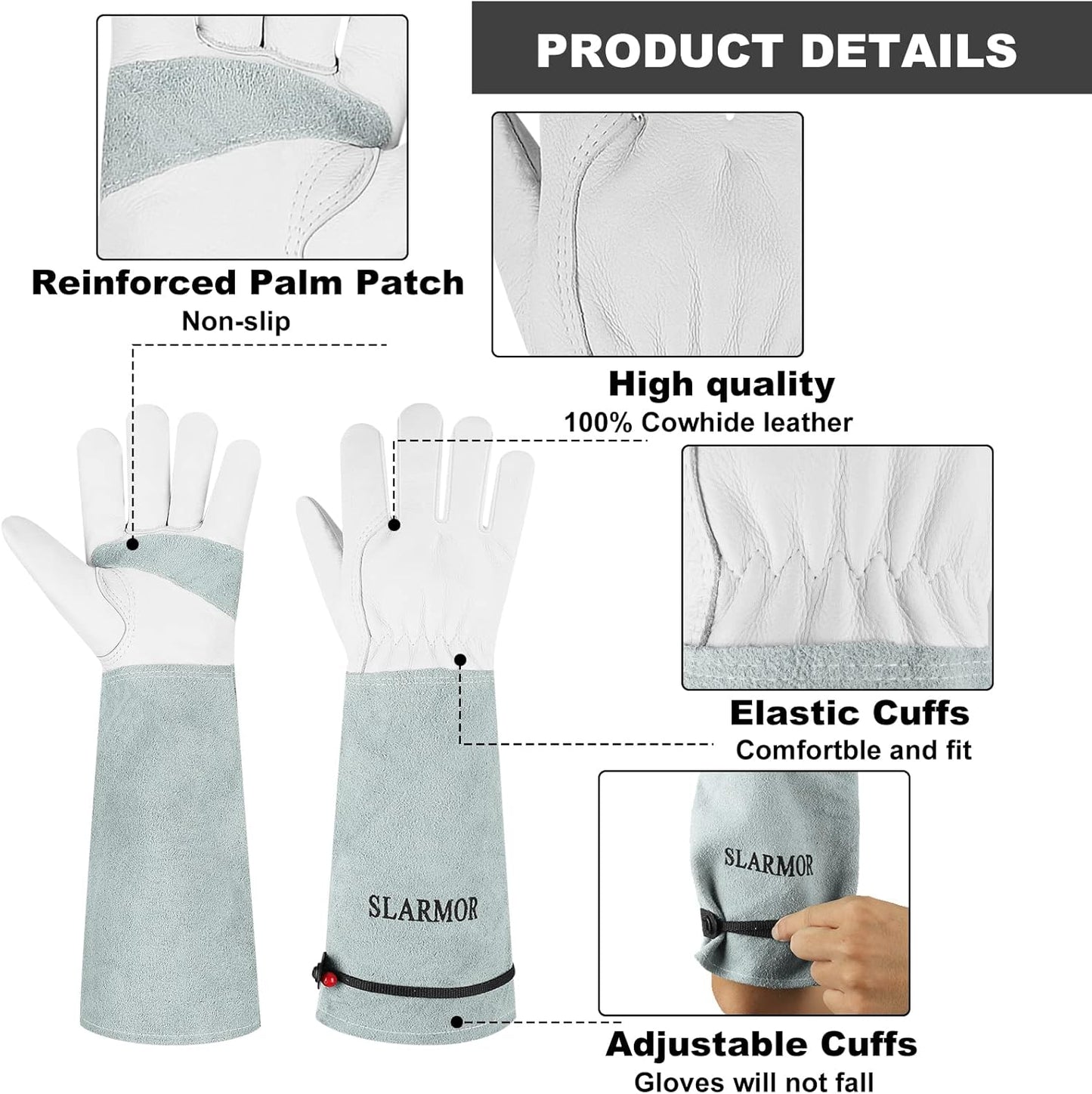 Long-Gardening-Gloves Women/Men-Thorn proof Rose Pruning Heavy Duty Gauntlet-M