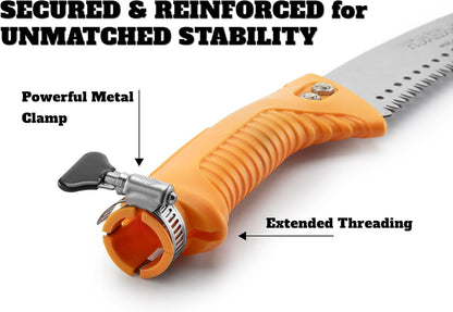Pruning Manual Hand Saw // Hand Held or with Extension Manual Pole Saw for Tree Trimming // Fits All Extension Poles with Standard US Acme Thread // Tree Limb Hand Saw (Pole Sold Separately)