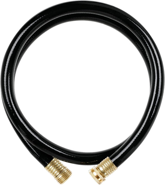 Worth Short Lead-in Black Garden Hose 5/8 in. x 10 ft. -Brass Aluminum Ends for Household & Yard Use -Medium Duty Durable Flexible Lightweight Water Pipe -Kink Free, No Leaking, Male/Female Fittings
