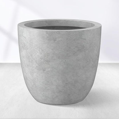 Kante 14 Inch Dia Round Concrete Planter, Indoor Outdoor Large Plant Pot with Drainage Hole and Rubber Plug for Home Patio Garden, Gray Concrete