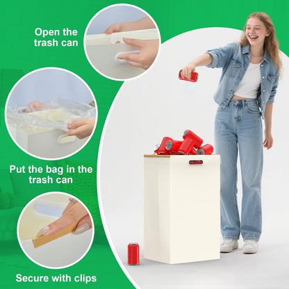 13 Gallon Disposable Trash Cans with Built-in Handles, 4 Pack Extra Large Portable Trash Can, Waterproof Layer Reusable Garbage Cans, Extra-Thick Cardboard Recycling Bins, Perfect for Parties, White