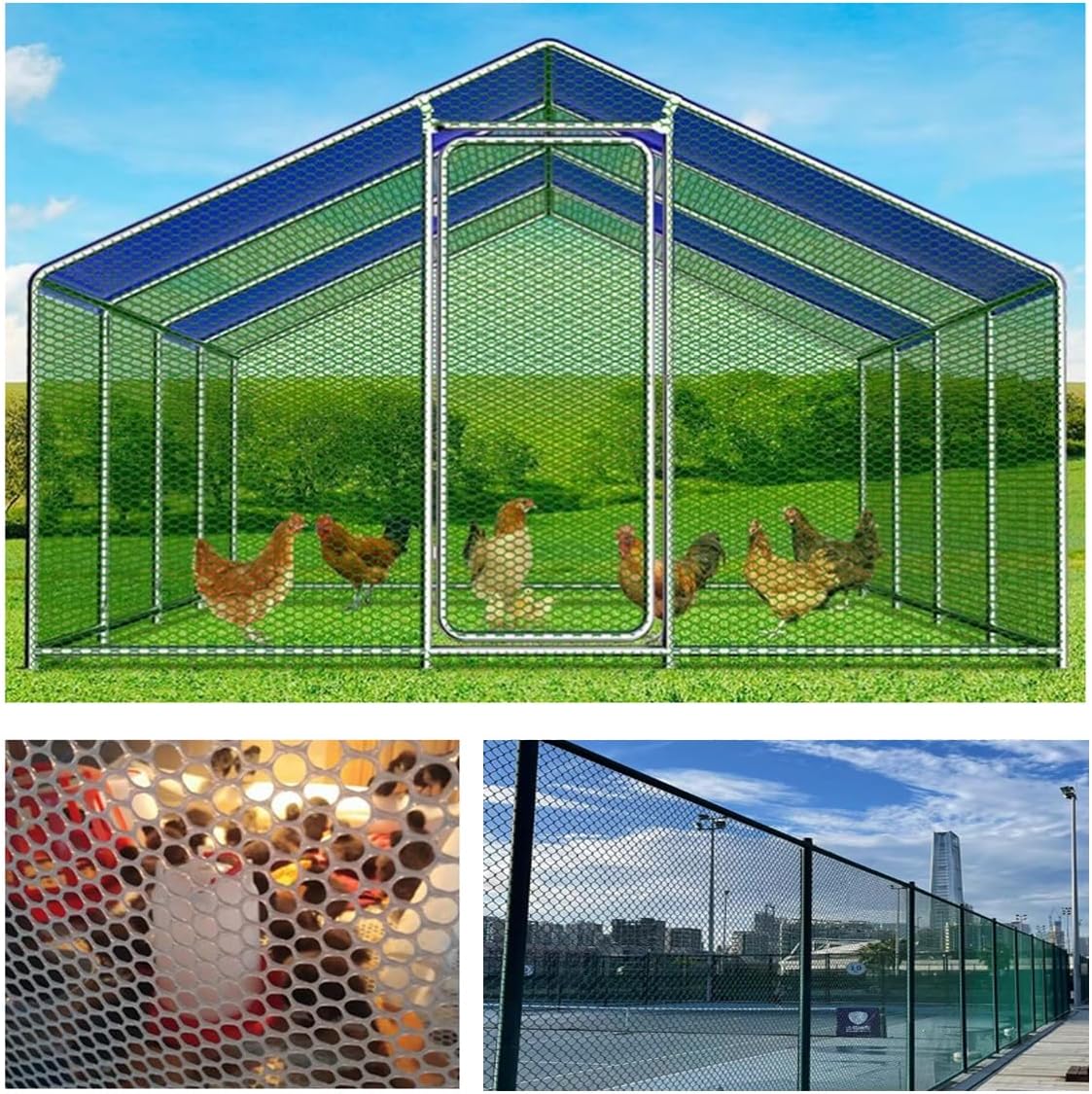 Upgraded Plastic Chicken Wire Fence Mesh 0.7in Poultry Animal Barrier Fence Garden Netting for Farm Poultry Chicken Netting Width 3.3ft(Size:65'L x 3.3'W Roll,Color:Green)