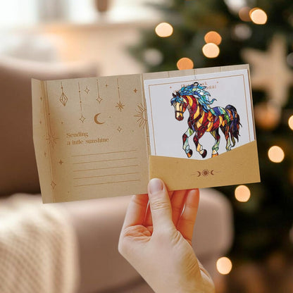 Horse Spiritual Acrylic Suncatcher Stained Glass Effect Window Car Hanging Christmas Ornament Indoor Outdoor Decor Garden Sun Catcher Panel Gifts for Nature Lover for Women Mom Grandma