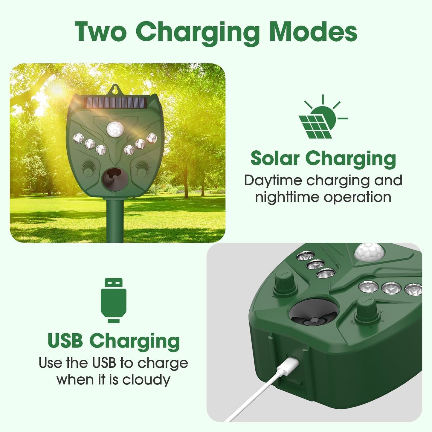 Solar Ultrasonic Animal Repellent Outdoor - NAVISOVL - Cat, Squirrel, Deer Repeller, Motion Sensor&Flashing Light, Repel Dogs,Boar,Deer,Fox,Raccoon,Skunk,Rabbit,Bird Deterrent for Yard&Farmland