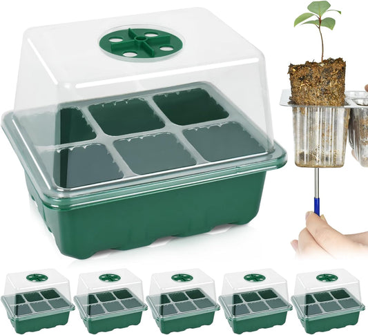 Artcome 5-Pack Seed Starter Tray - 6 Cells Each with Push-Up Ejector - Seed Starter Kit for Rapid