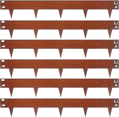 6.3Inch Cor-Ten Steel Landscape Edging, 6 Pack Hammer-in Metal Edging for Landscaping, Garden Edging for Lawn,Pathway, Yard