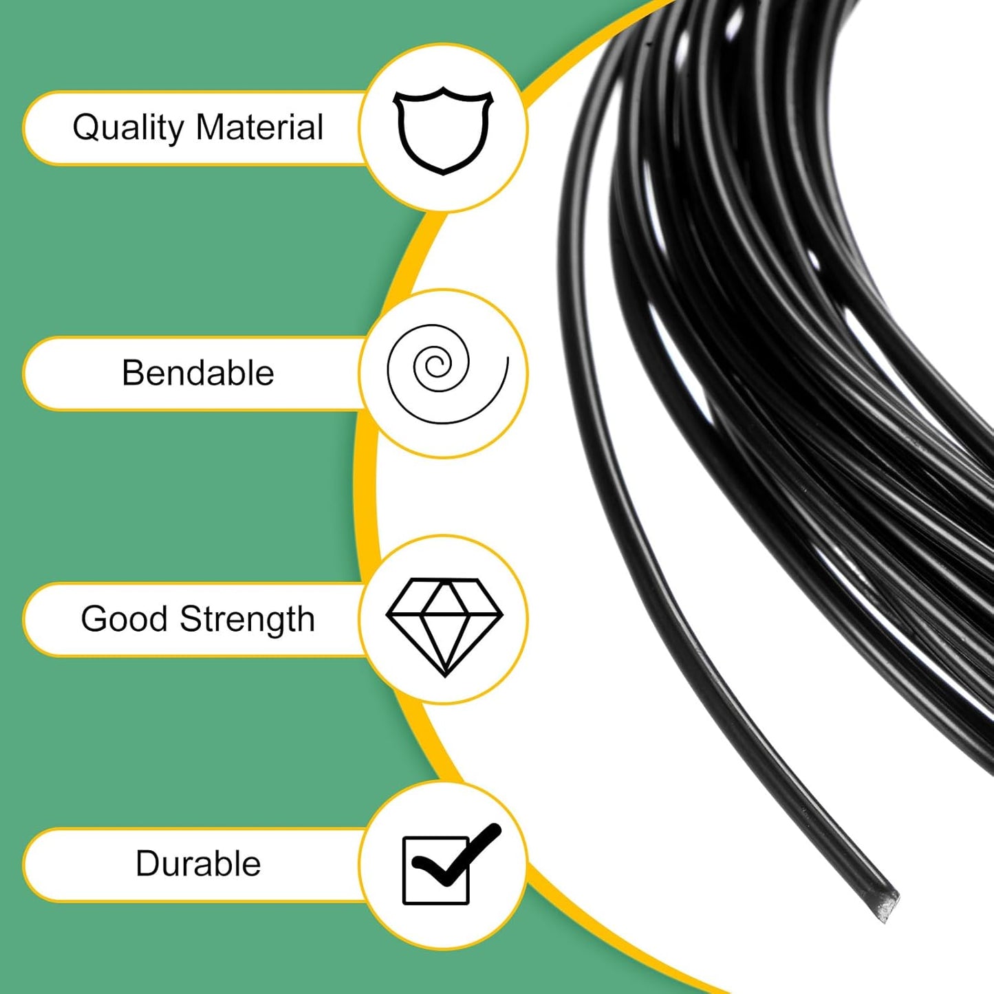 1.5mm Bonsai Training Wire, 16.4 Feet Total Anodized Aluminum Bonsai Wires for Bonsai Tree Shaping/Branches Fixing/Trunk Holding/DIY Crafting [Black]