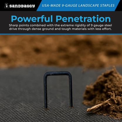 Sandbaggy USA Made 6-inch Landscape Staples - Garden Stakes - Landscaping Fabric, Netting, Sod, Artificial Turf (Heavy Duty, 200)