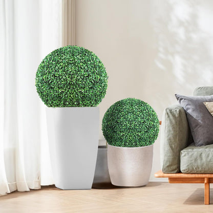 VEVOR 2 Pcs 16” Artificial Plant Topiary Ball, 4 Layers Faux Boxwood Balls, All-Year Green Faux Plant Decorative Balls for Backyard, Balcony,Garden, Wedding and Home Décor