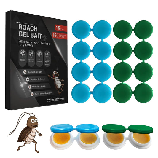 16 Pack Cockroach Gel Bait, Highly Effective Roach Gel Bait Indoor Infestation Solution, Fast Acting Cockroach Killer Indoor Home Kitchen Use, Easy to Apply & No Mess Roach Bait, Long-Lasting