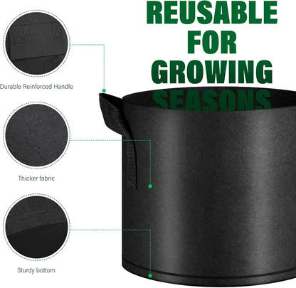 12 Pack Grow Bags 20 Gallon, 300G Heavy Duty Thickened Non-Woven Plant Bag Plant Fabric Pots with Handles Planting Bags, Pot for Plants