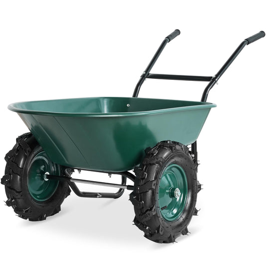 Best Choice Products Dual-Wheel Wheelbarrow Garden Cart - 500 lb Capacity, Extra-Large Wheels