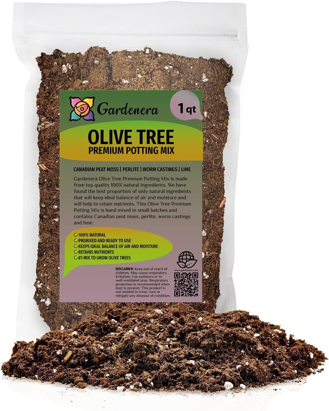 Gardenera Premium Olive Tree Potting Mix - Perfect Balance of Air, Moisture, and Nutrients - 1 Quart