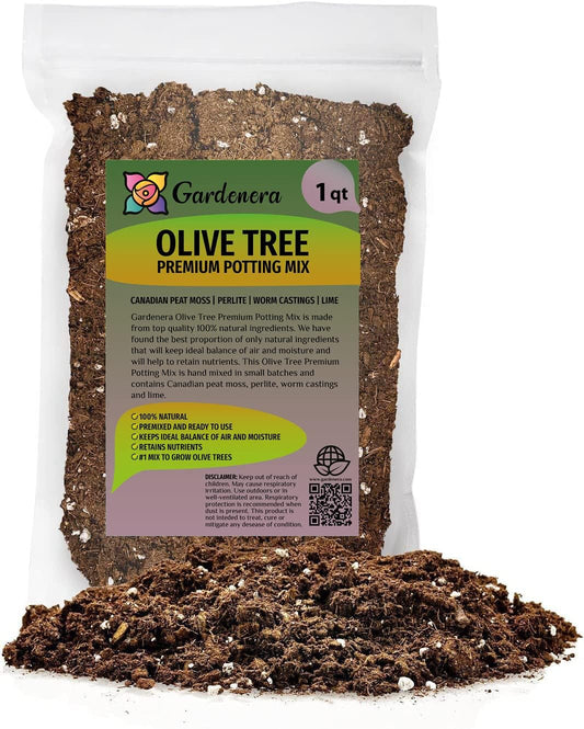 Gardenera Premium Olive Tree Potting Mix - Perfect Balance of Air, Moisture, and Nutrients - 1 Quart