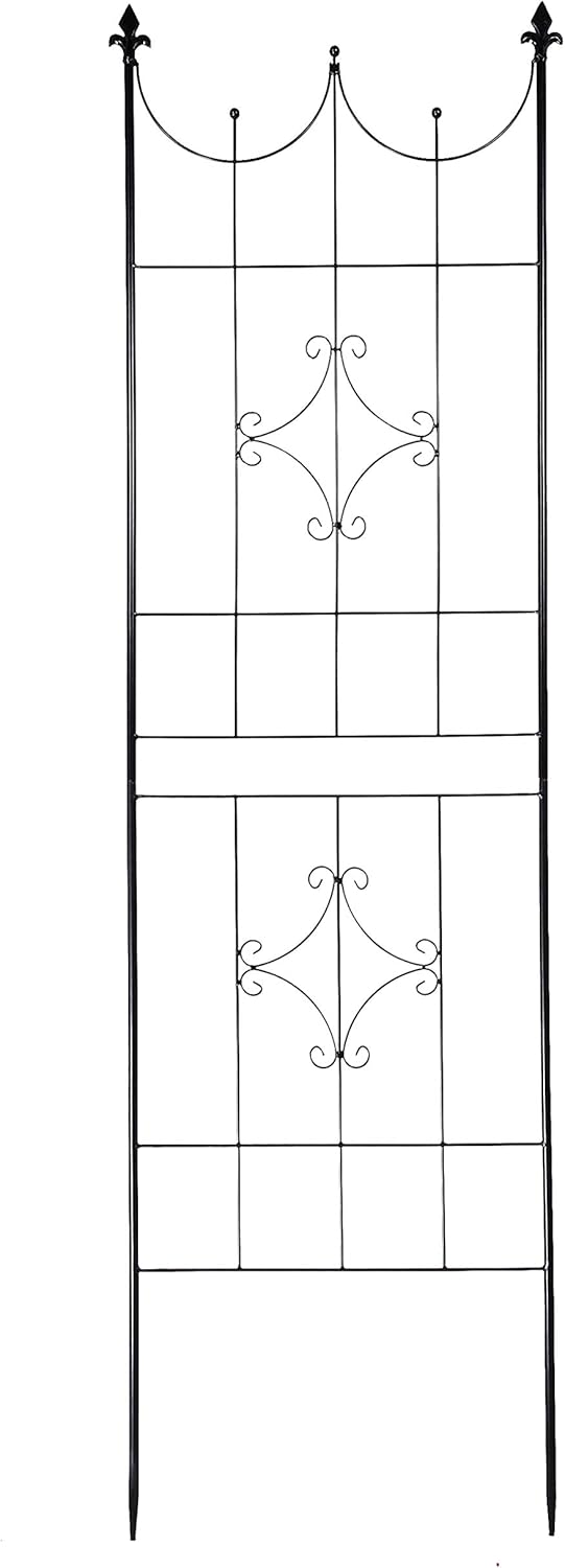 OUTOUR Larger Garden Trellis Plant Support Wire Lattice Grid Panel Stake Fence, 70"x20", for Climbing Plants, Potted Vines Vegetables Vining Flowers Ivy Roses Clematis, Lawn Backyard Patio, Black