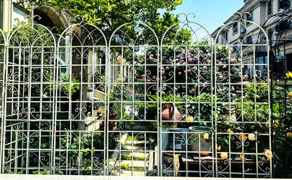 Metal Garden Trellis Garden Fence Rustproof Trellis for Climbing Plants Support Roses Flower Outdoor Lawn (6, Off White)