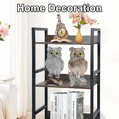 Owl Outdoor Statue Figurine Decoration, Hand-Painted Owl on Branch, Waterproof, Fade-Proof Sculpture for Garden, Patio, Home Decor Statue (Brown)