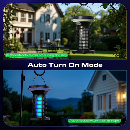 Solar Bug Zapper Outdoor, Mosquito Zapper Outdoor Waterproof Electric Rechargeable Fly Zapper with Solar Panel, 4200V Fly Trap Indoor for Home Backyard, Patio, Garden, Camping
