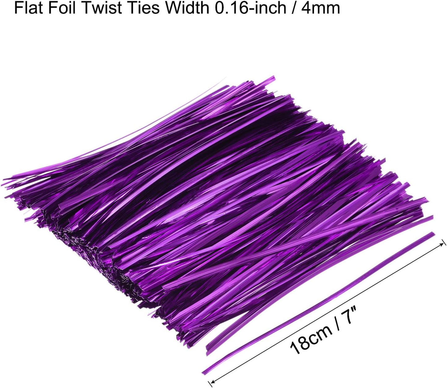 MECCANIXITY Foil Twist Ties 7" 18cm Metallic Plastic Closure Tie for Tying Bread, Candy, Cookies, Gift Bags Arts Crafts Ties Purple Pack of 750