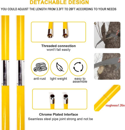 30Ft Tree Pole Pruner, 2025 Upgraded Spring Manual Branches Trimmer for Garden Tools Loppers Hand Pole Saws Extendable Height with Knives and Storage Pocket