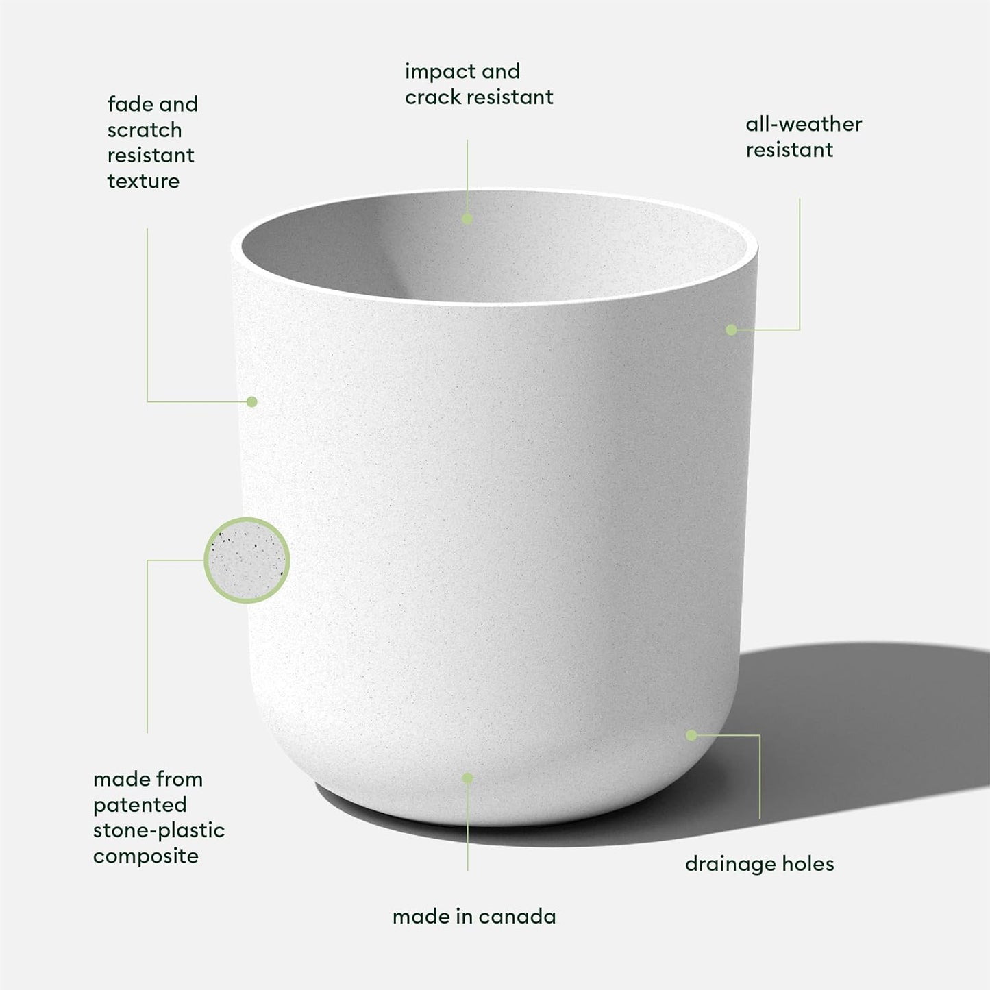 Veradek Mason Series Lima Planter - Round Planter for Indoor or Outdoor Porch/Garden | Made from Plastic-Stone Composite with Drainage Holes | Modern Décor for Succulents, Flowers, Small Plants