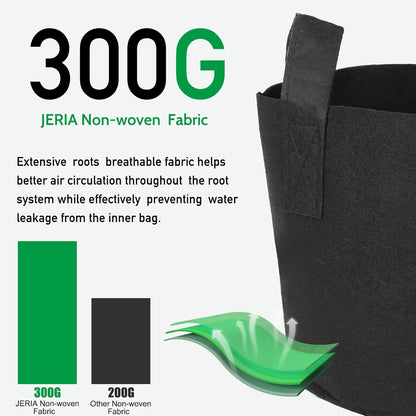 JERIA 24-Pack 5 Gallon Nonwoven Grow Bags, Plant Grow Bags，Heavy Duty Aeration Fabric Pots with Durable Handles, Come with 24 Pcs Plant Labels
