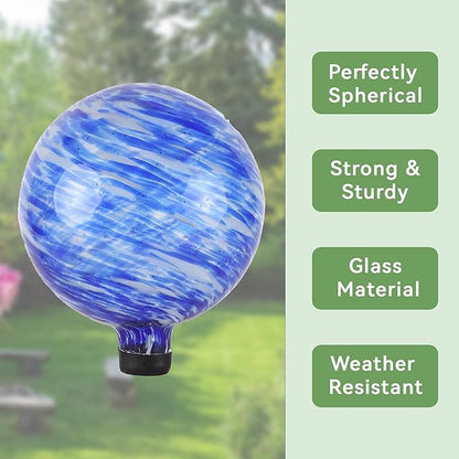 Lily's Home Glass Gazing Ball, A Colorful Addition to Any Garden or Home, Ideal As a Housewarming Gift. 10 Inch (Calming Water)