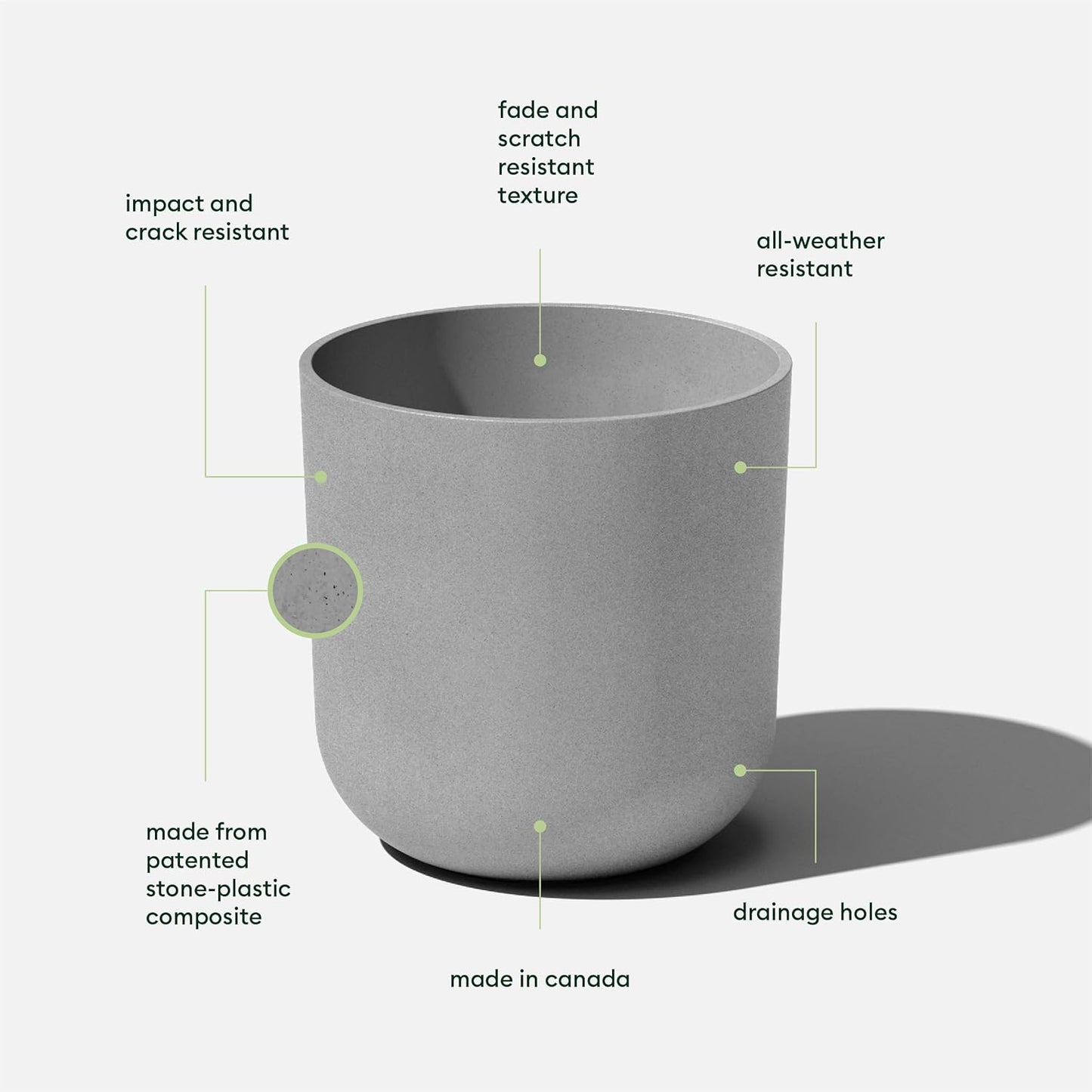 Veradek Mason Series Lima Planter - Round Planter for Indoor or Outdoor Porch/Garden | Made from Plastic-Stone Composite with Drainage Holes | Modern Décor for Succulents, Flowers, Small Plants