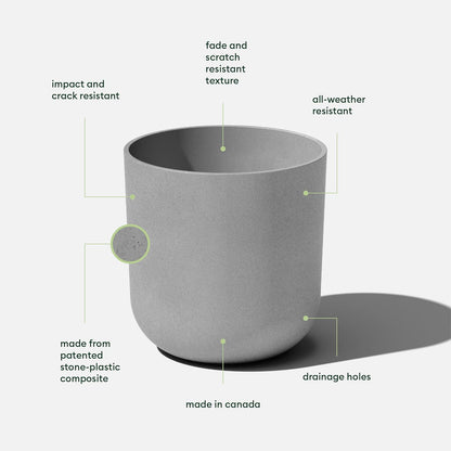 Veradek Mason Series Lima Planter - Round Planter for Indoor or Outdoor Porch/Garden | Made from Plastic-Stone Composite with Drainage Holes | Modern Décor for Succulents, Flowers, Small Plants