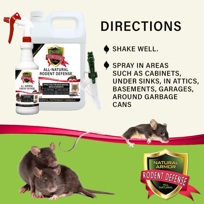 Peppermint Repellent for Mice/Mouse, Rats & Rodents. Natural Spray for Indoor & Outdoor Use. Natural Armor Rodent Shield. 320 Fl Oz (2.5 Gallons)